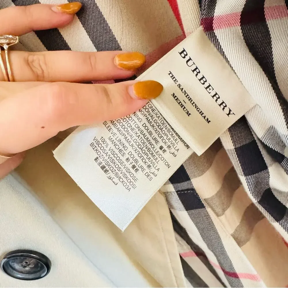 BURBERRY Heritage Khaki Tan Sandringham Trench Coat Rare Button Belt Coat M 46 - Picture 7 of 16